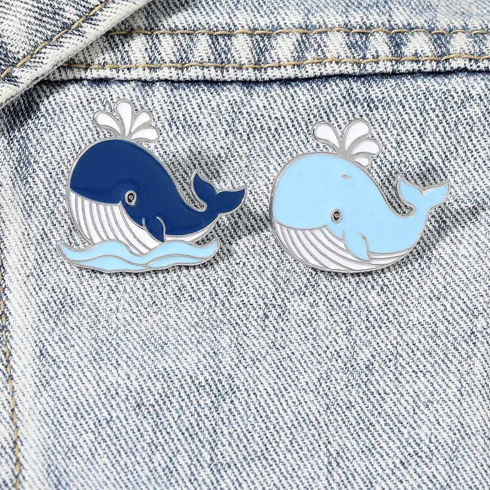 Cartoon Chubby Whale Enamel Br - Embroidery Whale ulasan dan harga