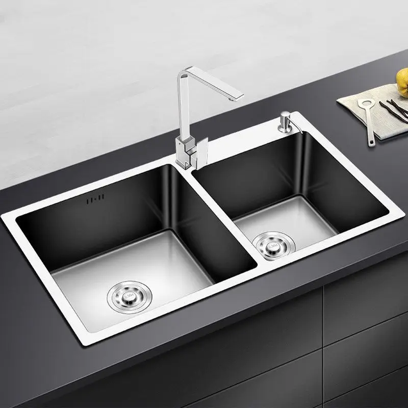 

304 stainless steel thickened handmade sink double sink kitchen integrated vegetable basin large single dish sink household