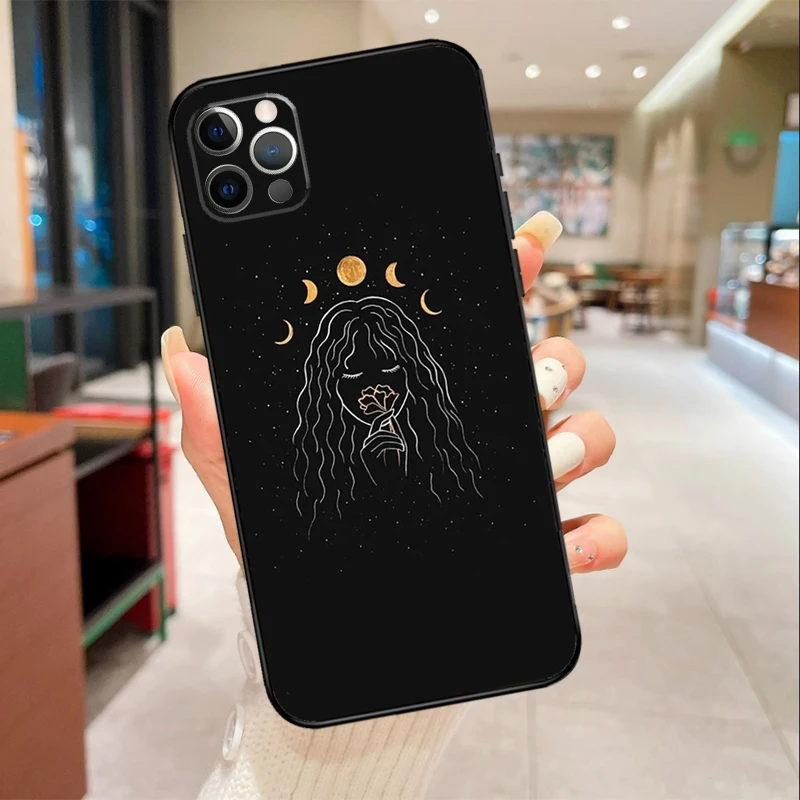 Crescent Moon Tarot Stars Sun Phone Case For iPhone 17 16 15 14 13 12 11 Pro Max mini 16 Plus 16e 17 Air Protective Cover