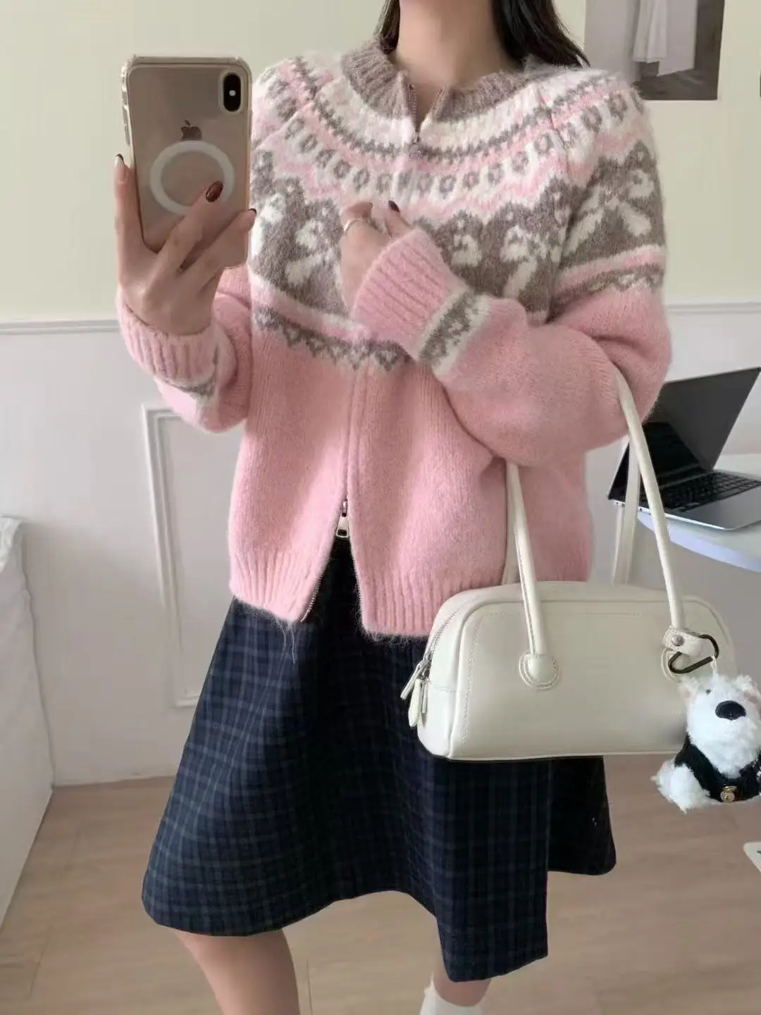 

Cardigans Women Autumn Winter Fair Isle Patterned Sweet Cute Preppy Style Beautiful Sweater Lovely Jacquard Girls Knitted Soft