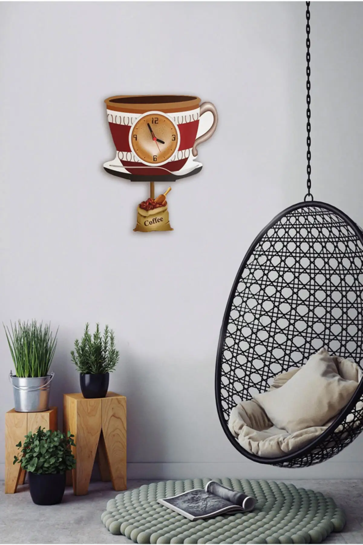 Coffee Cup Swinging Pendulum Kitchen Wall Clock 2022 Home-Kitchen, Wall Decoration, Gift, Different Design, Analog Clock,