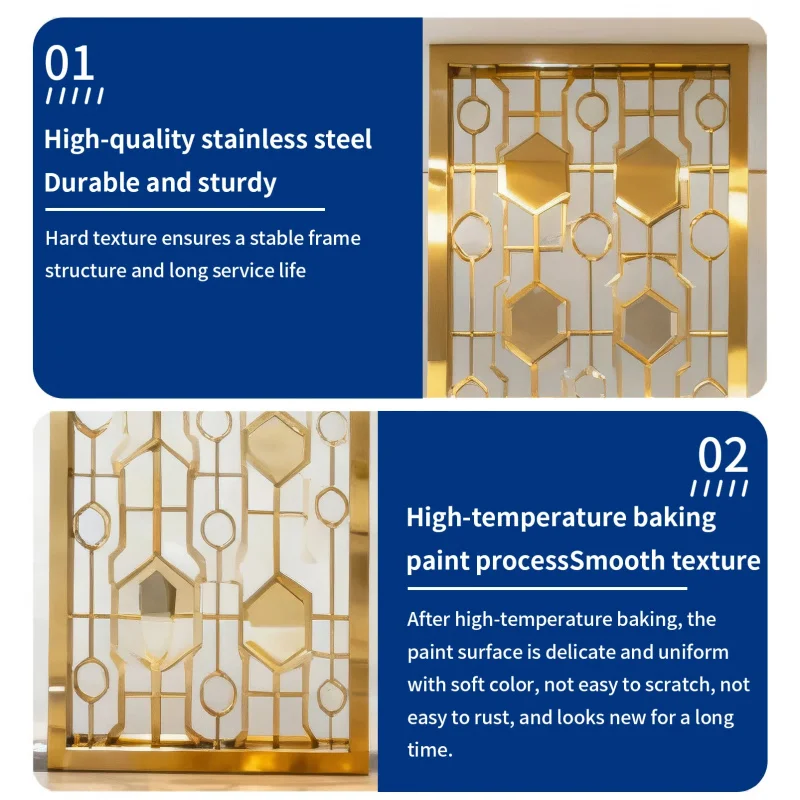 custom.Luxury Gold Metal Room Divider Living Room Hotel Restaurant Corridor 304 Stainless Steel Metal Partition Screen Panel