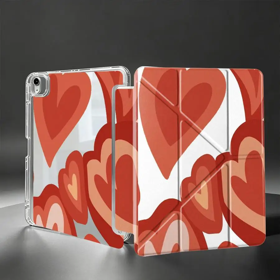 Cartoon Red Love Tablet Case For Samsung Galaxy Tab S10 Lite A8 S7 FE A9 Plus S8 S9 Plus A11 With Pen Slot Cover
