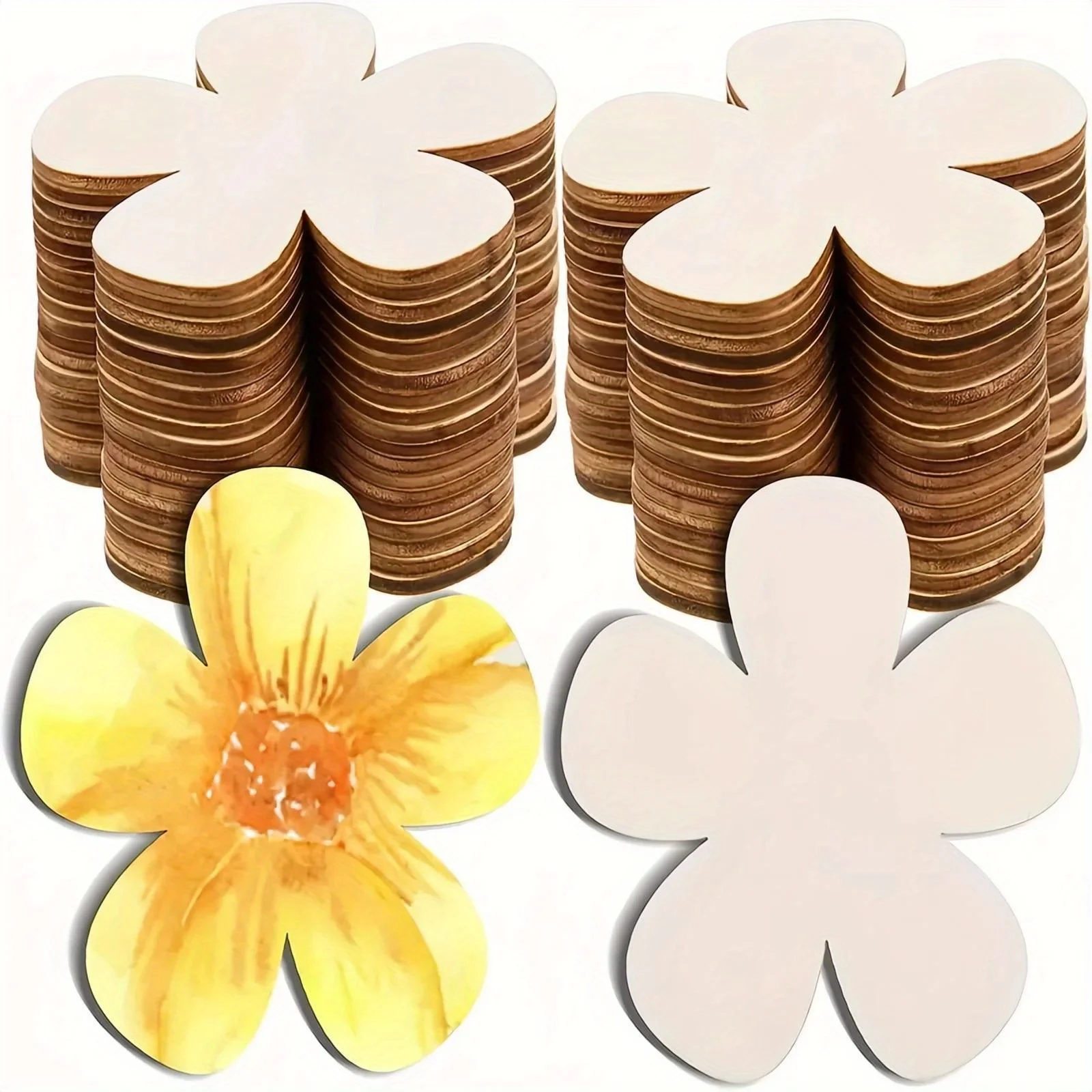 10/20/30 Stück Unfertige Holzblumenscheiben, Blanko-Ornamente für DIY-Bastelarbeiten, Kinder-Handarbeit, Geburtstagsgeschenk, Hängedekoration