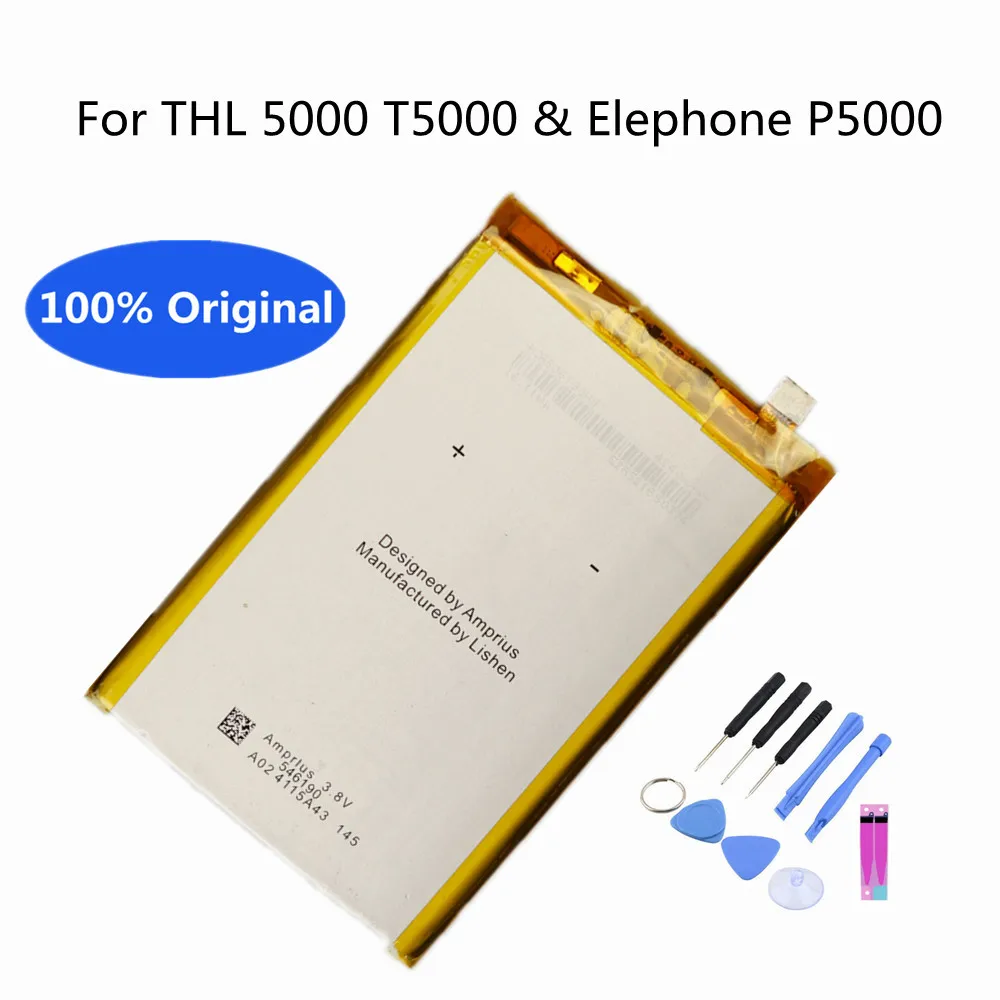 

New 100% Original Elephone P5000 Battery 5000mAh For Elephone P5000 T5000 THL 5000 Smart Mobile Phone Batteries Bateria + Tools