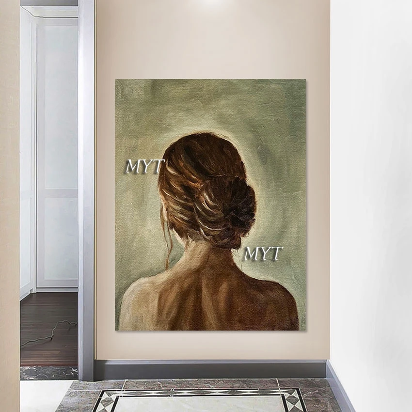 Modern Textured Canvas Oil Painting, Beautiful Girl's Back, Custom Artwork, Home Decoration Pieces, Wall Art, Picture for Hotel