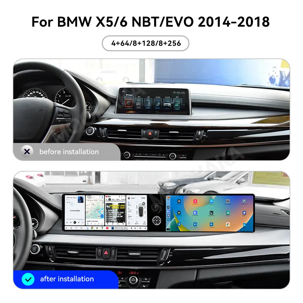 12.3 Inch Screen Car Radio For BMW X5 6 NBT EVO 2014-2018 Android Auto GPS Navigation Multimedia Video Stereo Receiver Head Unit
