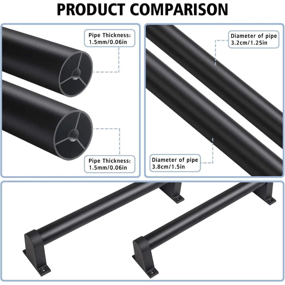 درابزين سلالم معدنية داخلية، درابزين بقطر 1.5 مثبت على الحائط للدرج، طراز صناعي، مناسب للخطوات ذات الطويلة #3