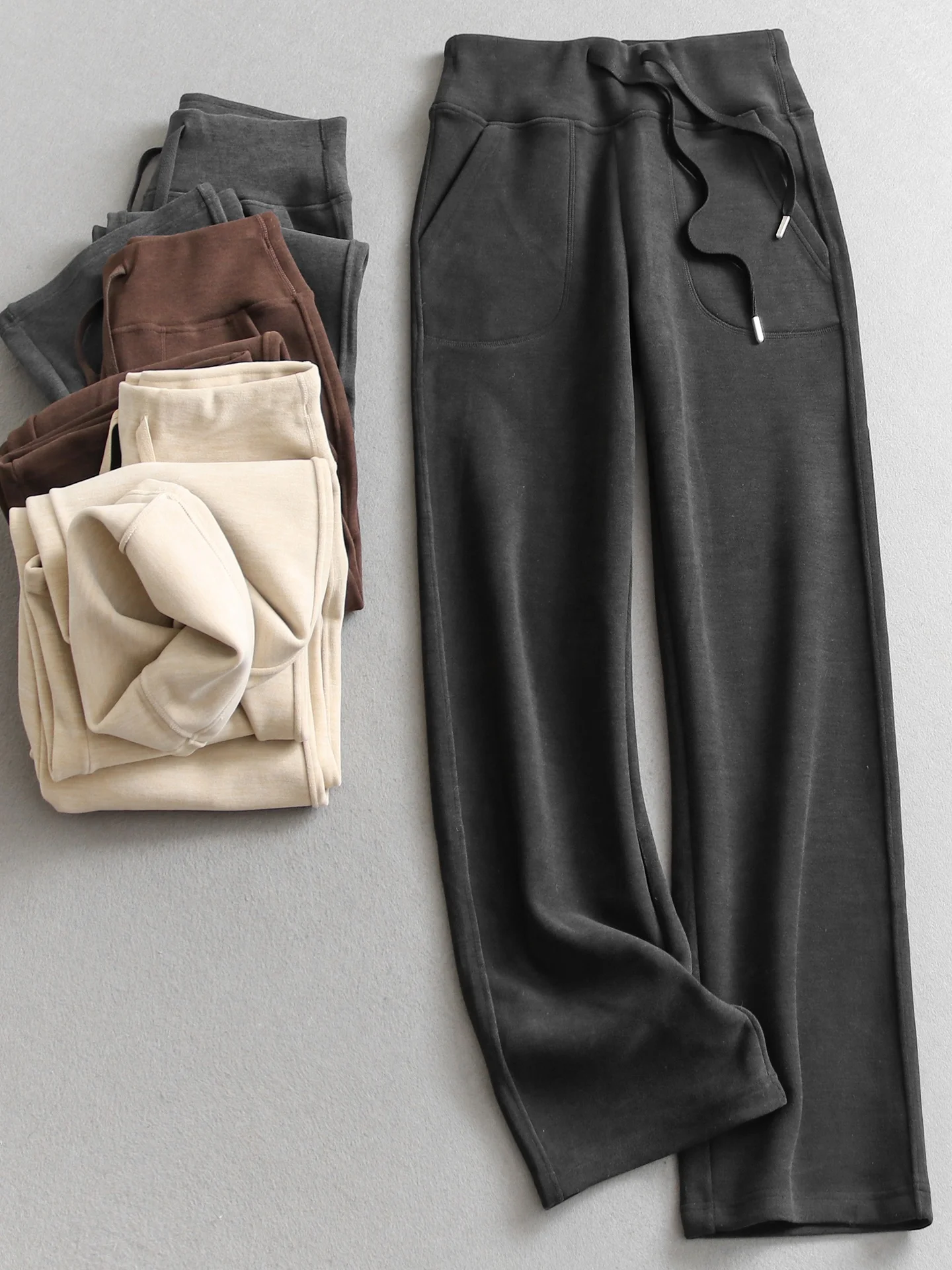 

Thiened Warm Fce Casual Pants High Waist Straight Leg Fitn Yoga Trousers Commuter Versatile Women's Leisure Pants