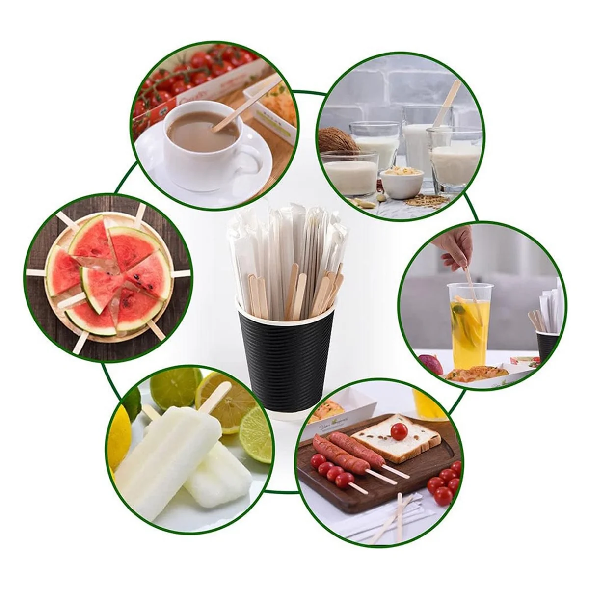 ABJZ 500 pezzi Agitatori per caffè Bastoncini per caffè in legno da 5,5 pollici Bastoncini per mescolare in legno confezionati singolarmente Bastoncini per mescolare in legno