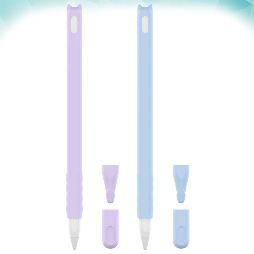 

2Pcs Silica Gel Cat Head Pencil Cover Compatible with Apple Pencil 2Nd Fit Eco Friendly Vibrant Color Precision