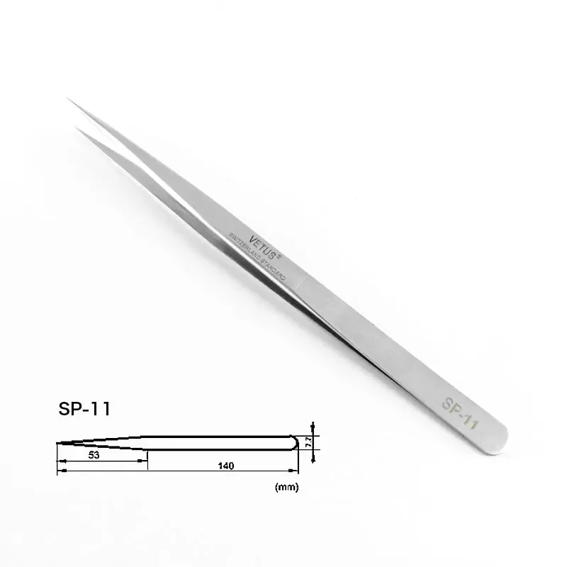 100% VETUS SP Series Eyelash Tweezers Stainless Steel Tweezers High Precision Accuracy Antistatic With Security Labe