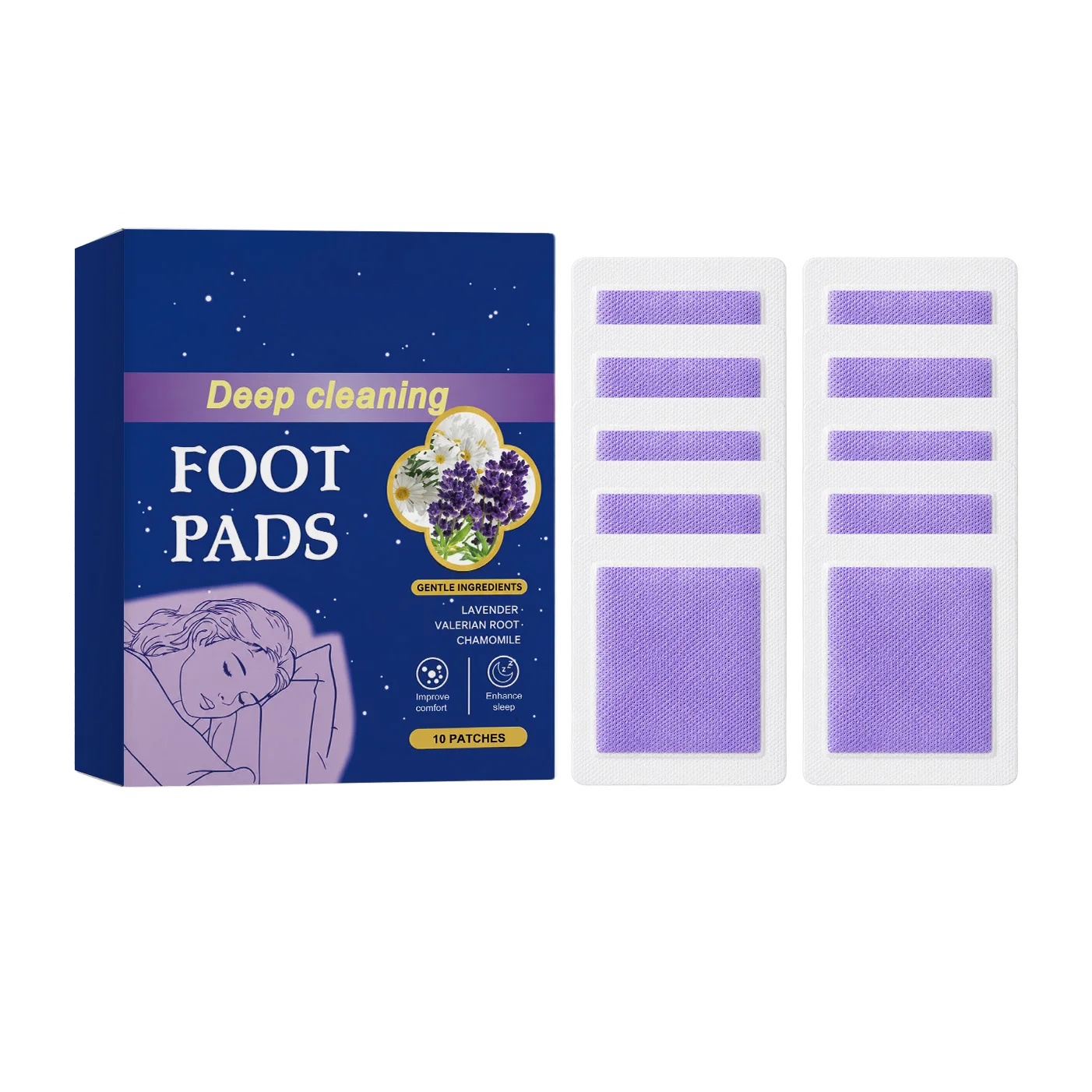 Deep Sleep Foot Patches Improve Dry Rough Sole Skin Support Night Relaxation Strong Adhesion Help Sleep Relieve Fatigue 10pcs