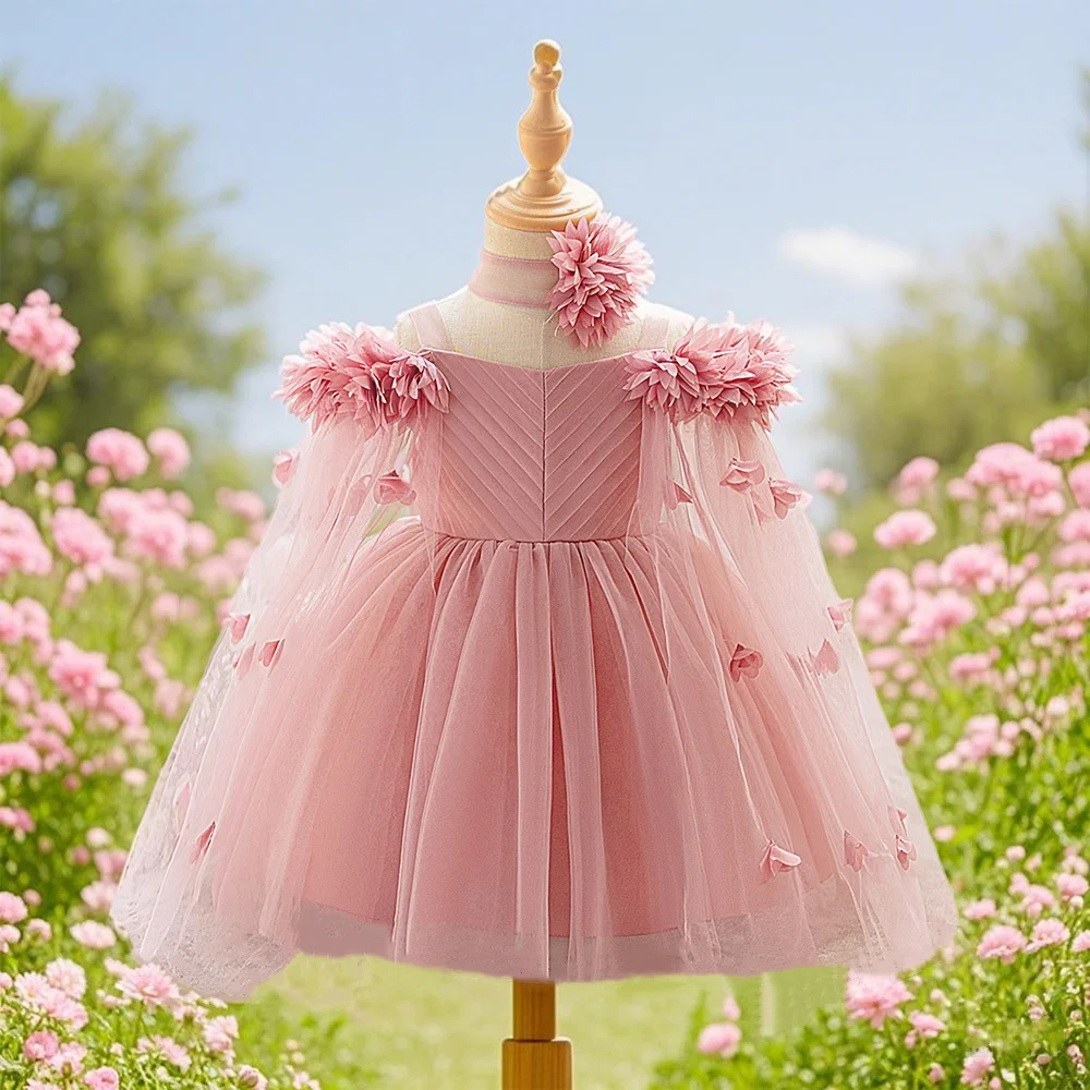 Girl baby girl floral chiffon dress elegant gorgeous suitable for school performances parties weddings floral decorations