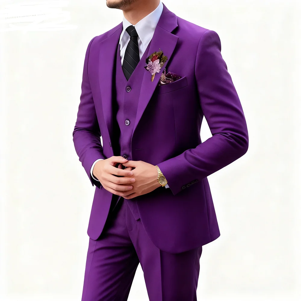 

Men's Wedding Tuxedo in Brown Tweed 3-Piece Fishbone Smoking Suit with Notched Lapel Business Tweed Aesthetic Tailored Fit