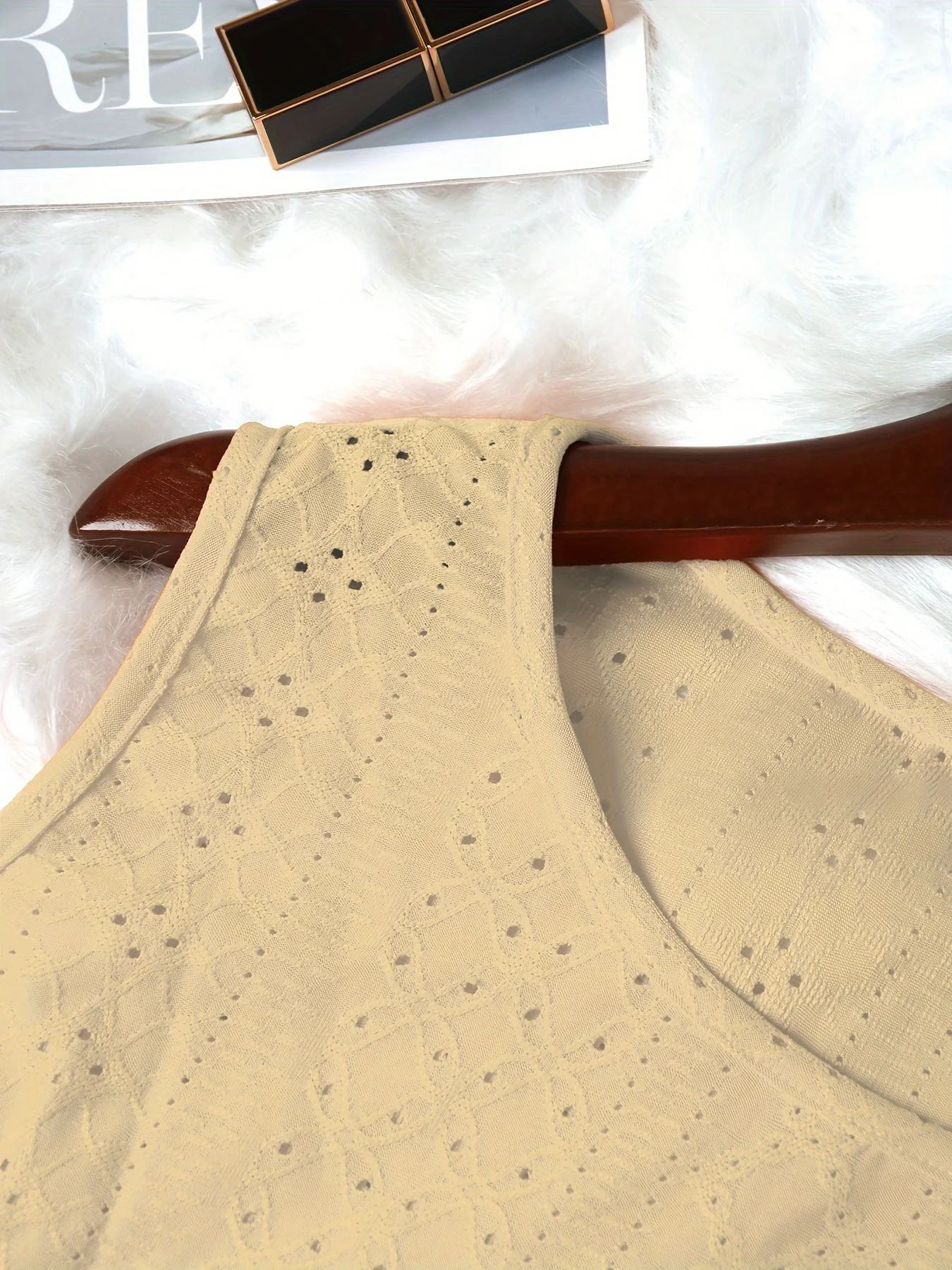 Elegantes Ärmelloses Tunika-Oberteil für Damen in Übergrößen mit Strukturiertem Design für den Alltag – Detail 3