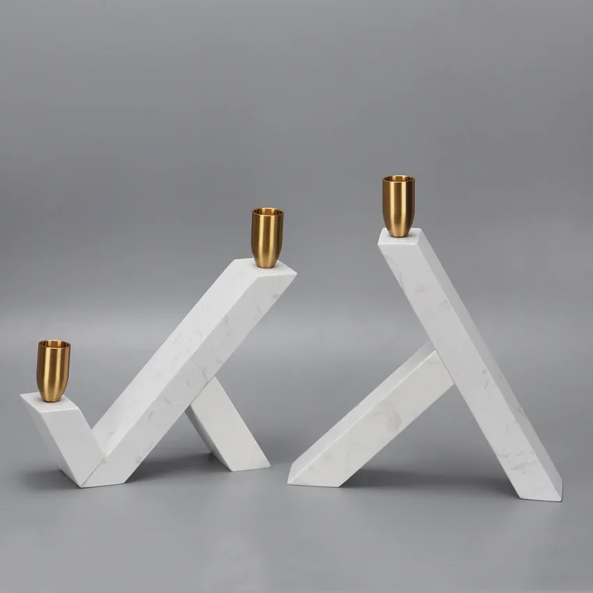Modern light luxury marble scented candle cup ornament wabi sandy wind model room bedroom dining room candle holder home