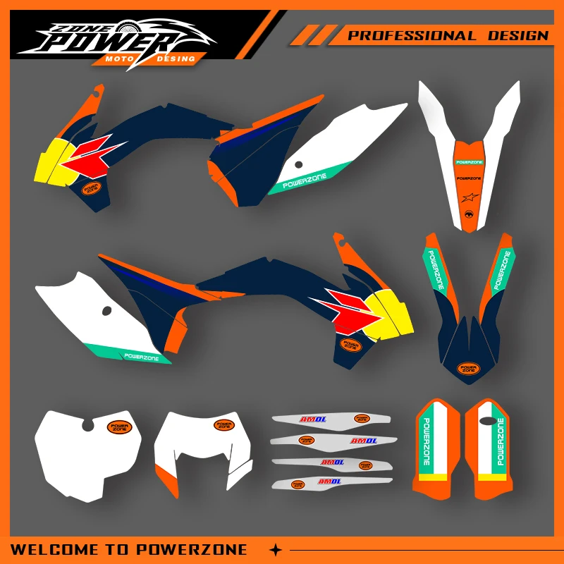 

Графика Powerzone для KTM 2013 2014 2015 SXF SX 2014 2015 2016 EXC EXC-F наклейки наклейки мотоцикл фон на заказ 03