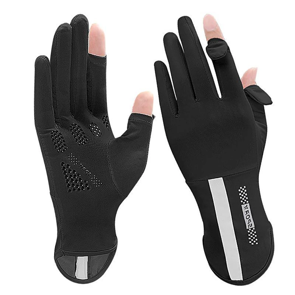 

1 Pair Gloves Women Ice Silk Fingerless Cycling Gloves Thin Long Touch Screen Gloves Non-slip Wear-resistant Nylon Gloves