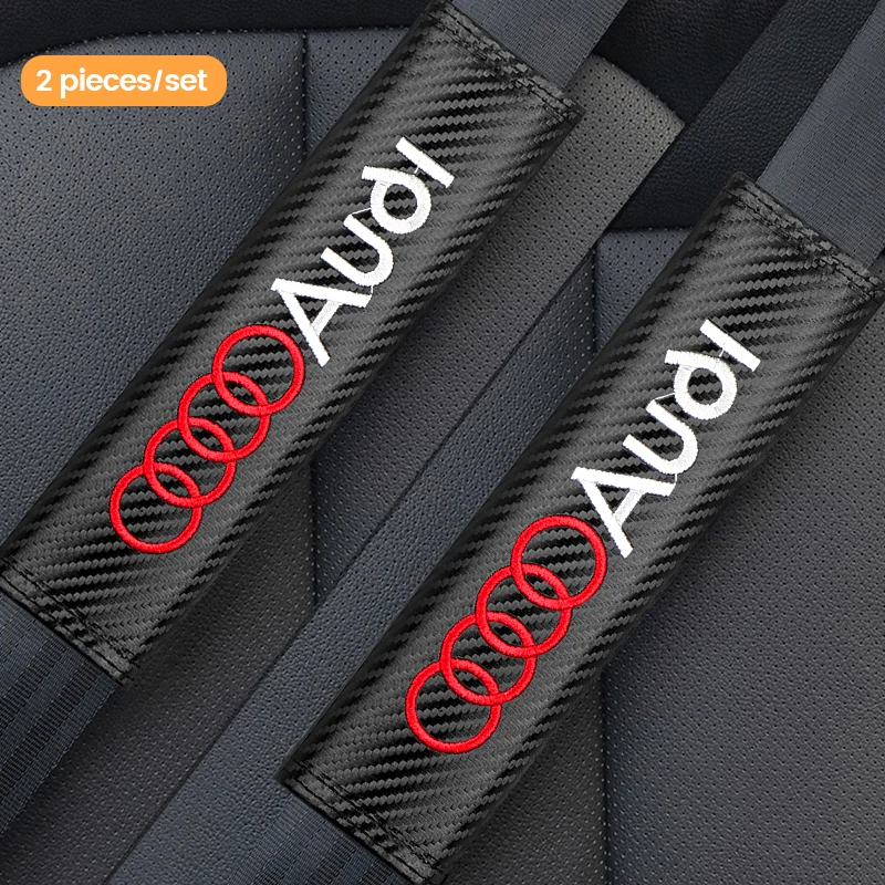 2PCS Car Seatbelt carbon fibre Car Safety Belt Pad Shoulder Covers for Audi A3 A4 A5 A6 A7 A8 Q3 Q5 Q7 Q8 S LINE Car Accessories