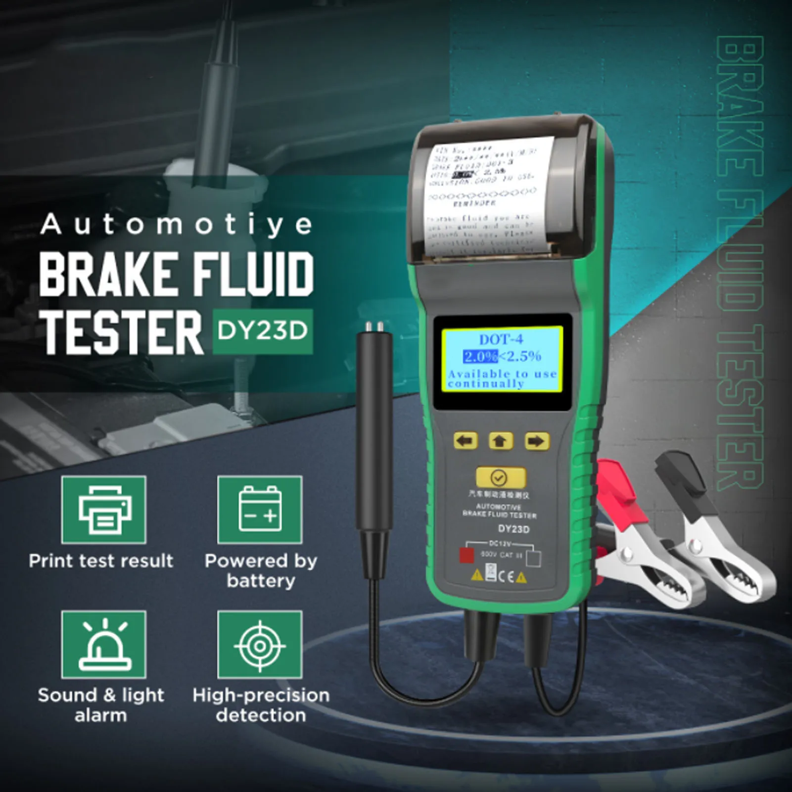 DY23D Brake Fluid Test Instrument with Integrated Printer for Assessing Moisture Levels in DOT3 DOT4 DOT5.1 Brake Fluids