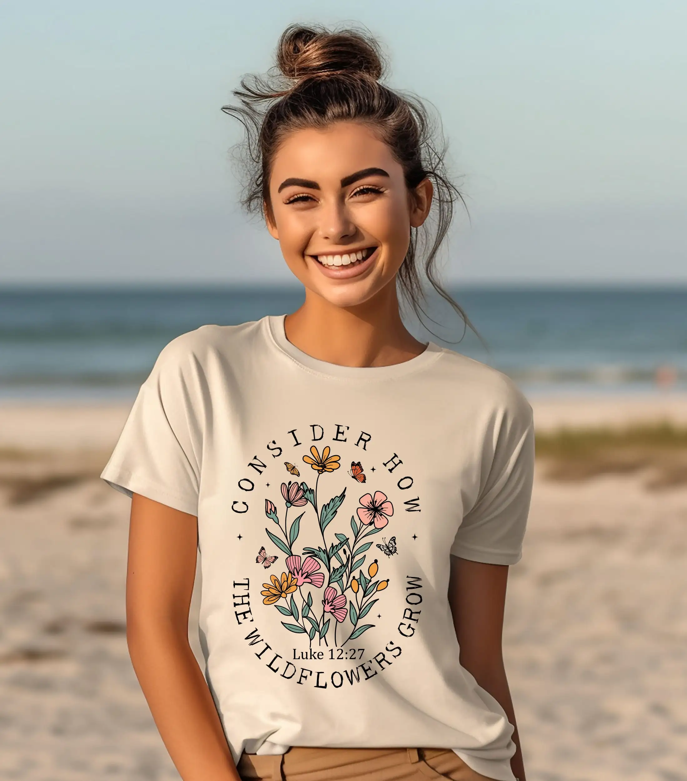 Bible Verse T Shirt Consider How The Wildflowers Grow Wildflower Christian Luke 12 27 Wild Flowers