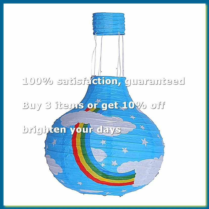 ●12inch Hot Air Balloon Paper Lantern Lampshade Ceiling Light Wedding Decor, Blue Rainbow