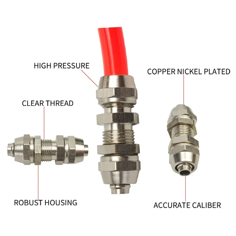 

100PCS KL-PM4/6/8/10/12/14/16 Pneumatic Fitting Quick Twist Straight Threa Copper Nickel Plated High Voltage Lock Connector