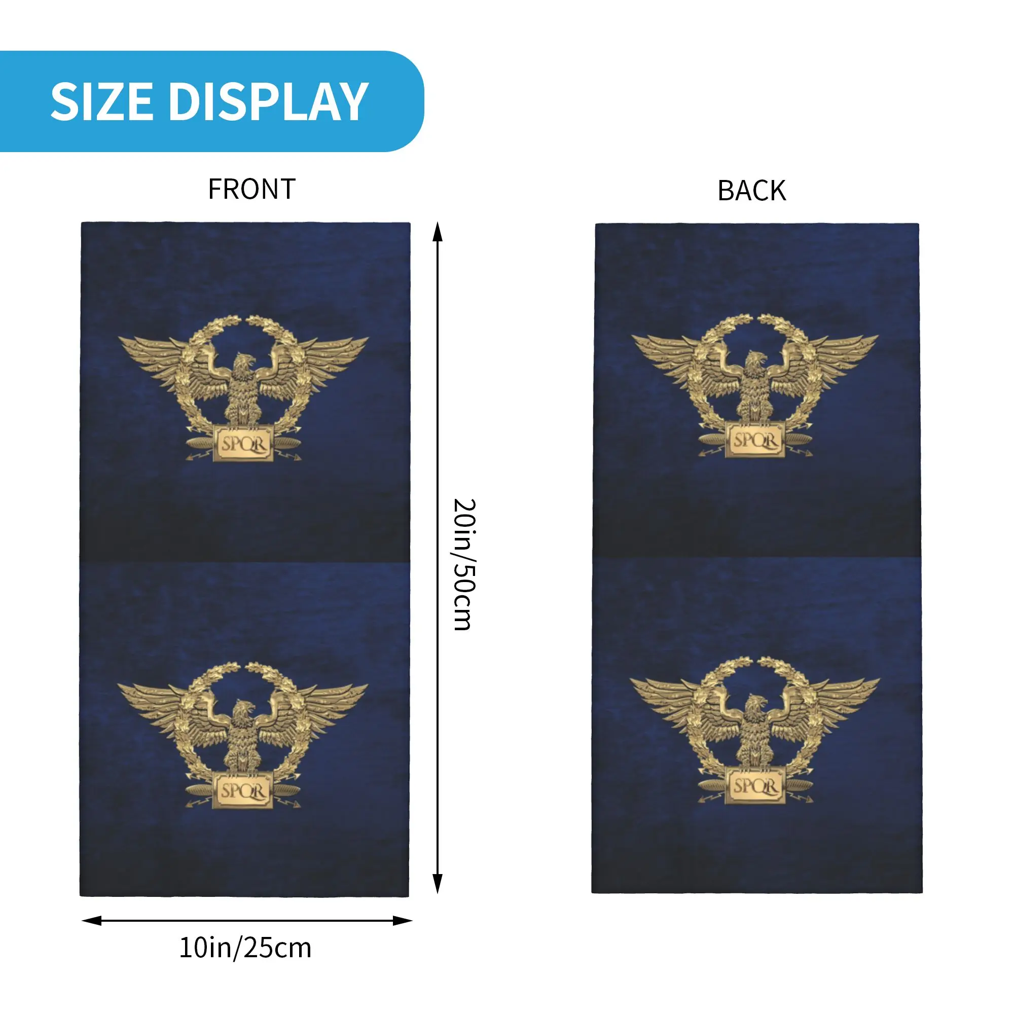 Custom Gold Roman Imperial Eagle SPQR Logo Neck Gaiter Women Men Windproof Winter  Bandana Scarf for Cycling