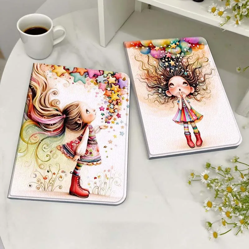 

Sparkling Cartoon girl For Xiaoxin Lenovo Tab Pad K11 K10 M10 P11 3rd Plus Pro Legion Y700 Y900 Gen4 2 Tablet Case Gift