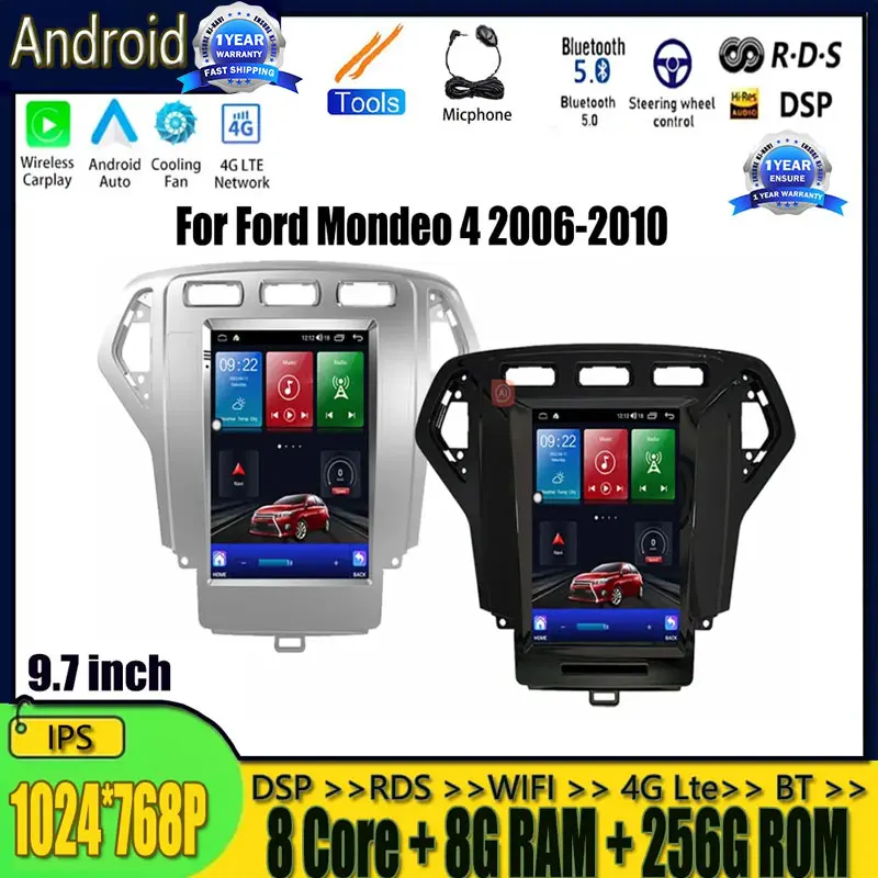 

9.7 Inch Android 14 For Ford Mondeo 4 2007 - 2010 Car Radio ADAS Autoradio RDS Multimedia 4G SWC Wireless Carplay Auto AHD