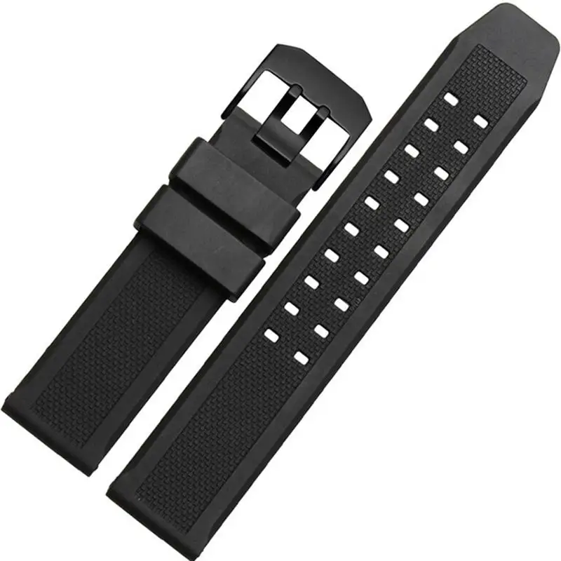 

PCAVO Silicon Watchband For Luminox 7251|3050|3051|6402 Series Wristband 23mm Black Waterproof Rubber Bands