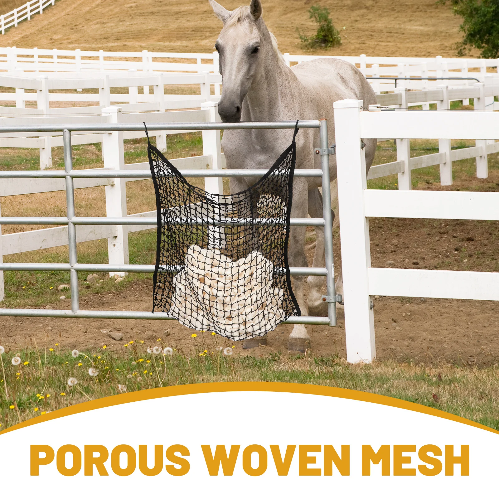 معلقة الحصان القش حقيبة شبكة بطيئة تغذية القش صافي مقاومة الحصان تغذية كيس التخزين حقيبة أكياس تخزين الحاويات #4