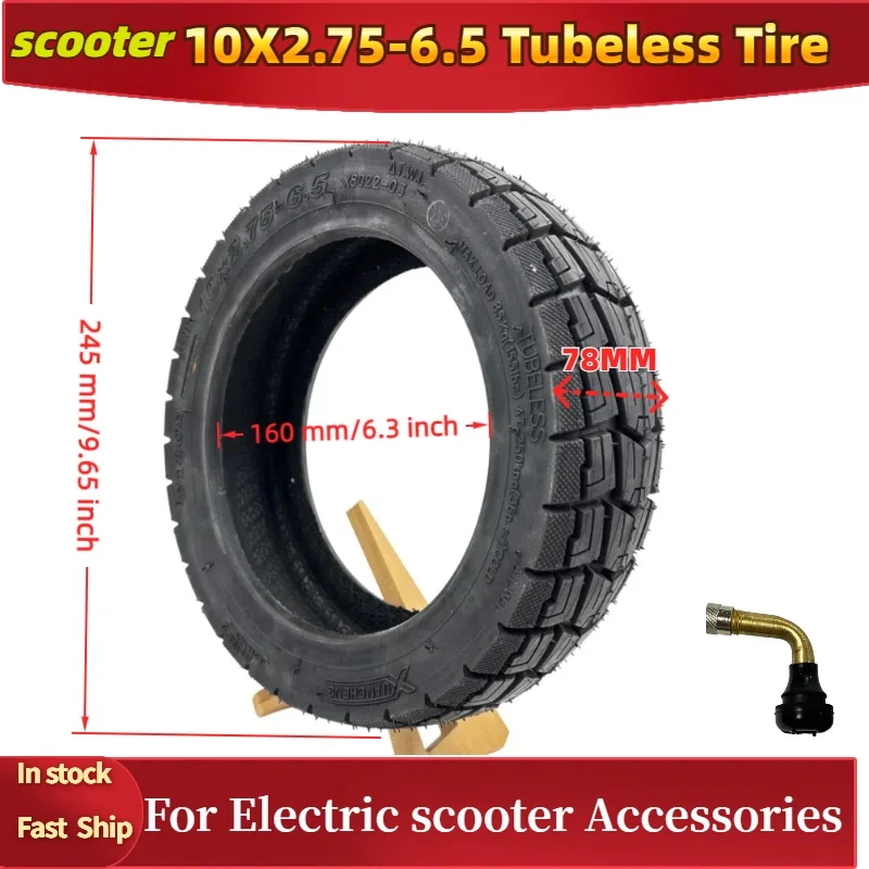 Xuancheng 10x2.75-6.5 Tubeless Tire for Electric Scooter 10 Inch Pneumatic Off-Road Vacuum Wheel 255x70 10x2.70-6.5