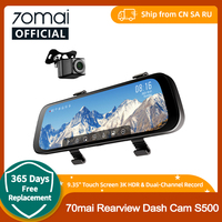 70mai Rearview Dash Cam S500 9.35'' Touch Screen 70mai S500 Car DVR 3K Super Capacitor Dual-Channel HDR Voice Control 24H Park