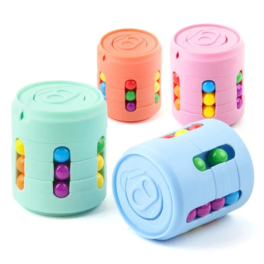 Magic Rotating Beans Puzzle Cube Game Kid's Adult Fingertips Fidget Decompression Game Montessori Educational Toys Children Gift