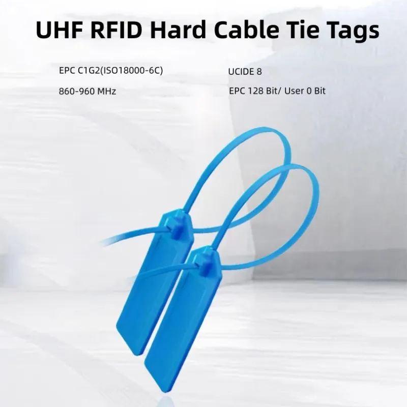 100Pieces 860-960MHz UHF RFID Tags Hard Cable Tie  EPC C1G2 Reusable ABS 100,000 Erase Cycles Waterproof/Weatherproof Dustproof