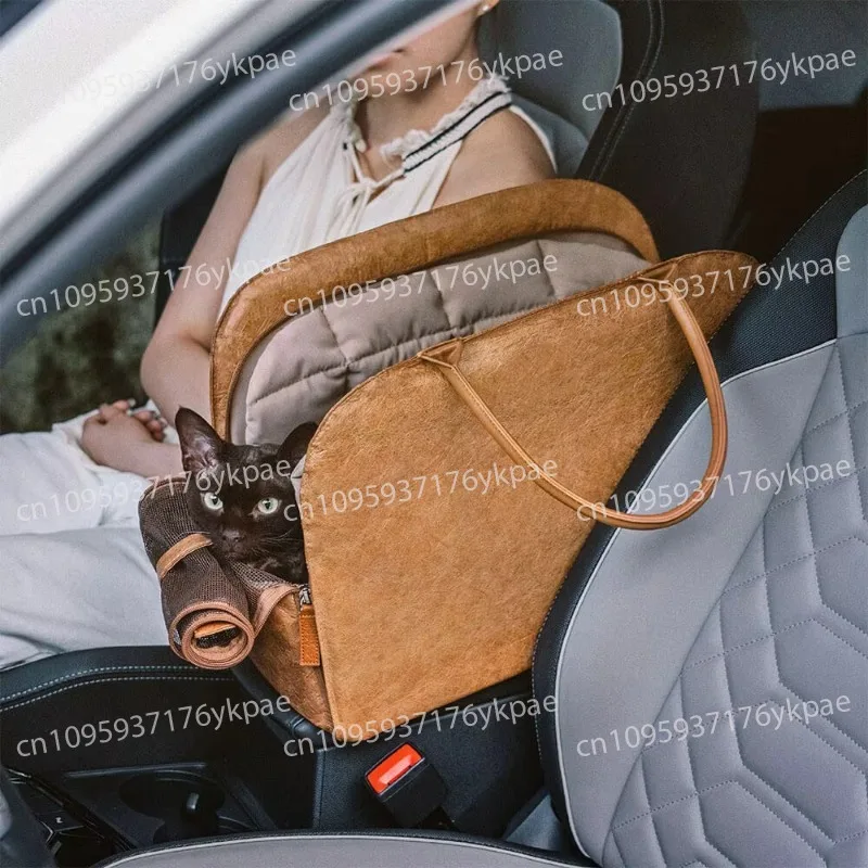 Multifunctional Portable Premium Leather Pet Travel Bag Small Pet Puppy Cat Car Seat Booster