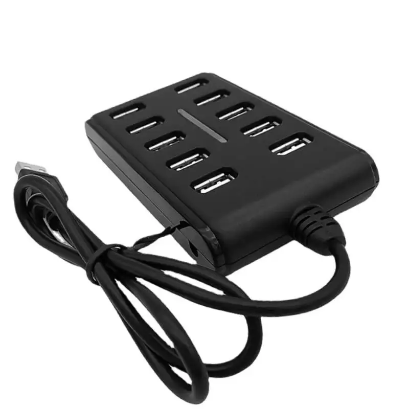 Multi-port USB2.0 Hub 10 in 1 Cable Splitter Switch Power USB Disk Card Reader Mouse Keybard Converter Phone Charging Dock