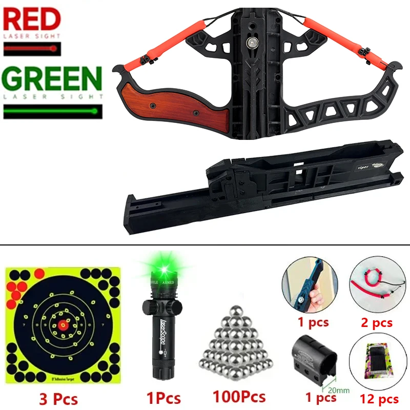 

60LBS Laser Aiming Carbon Arrow Dual use Compound Bow Multi Strand Rubber Band Pulley Bow Outdoor Hunting and Shooting Slingshot