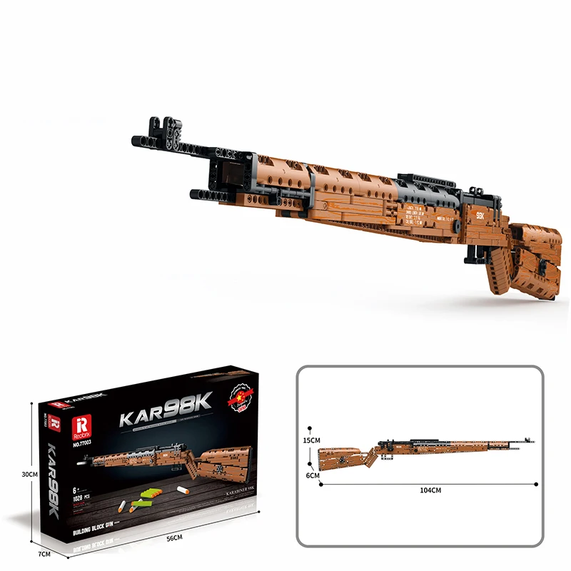1028 قطعة Kar98K بنة نموذج يمكن إطلاق النار بندقية قناص ثقيلة تجميع الطوب WW2 الأسلحة سلسلة ألعاب تعليمية للأطفال