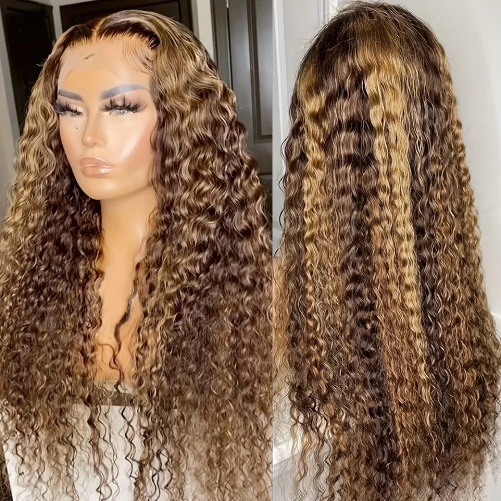250% الكثافة تسليط الضوء على موجة عميقة الدانتيل شعر مستعار أمامي 427 الشعر البشري 13x6 HD الدانتيل الباروكات الأمامية الملونة أومبير العسل شقراء للنساء