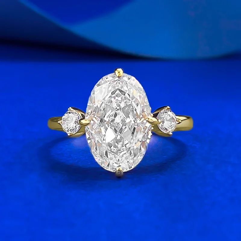 

Women's 18k Gold Plated 925 Sterling Silver Oval 8*12mm Lab Diamond Ring Charms Party Wedding Ring Fine Jewelry Anniversary Gift