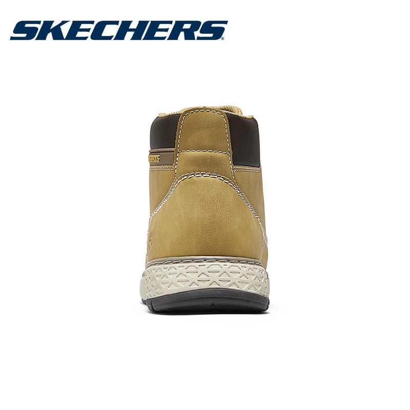 Skechers Men Fashion Outdoor Boots Leather Casual British Style Shoes 2025 New Male Casual Waterproof High Top Motorcycle Boots