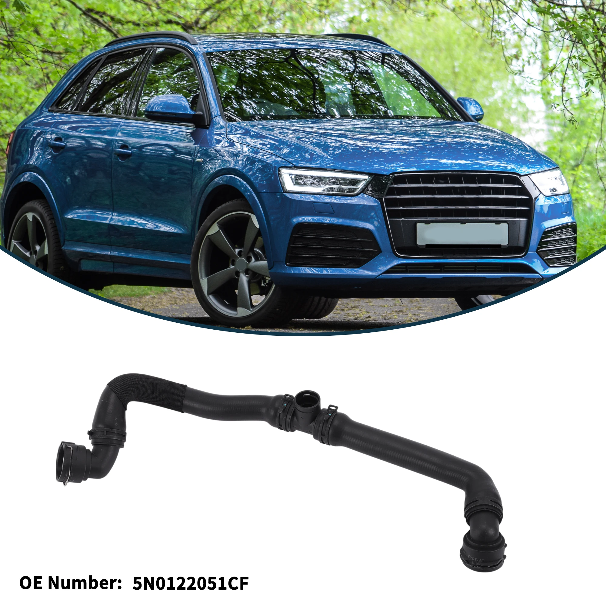 UXCELL Шланг радиатора Шланг обогревателя Выпускной шланг радиатора для Audi Q3 13-18 No 5N0122051CF Резиновая водосточная труба Черный 1 шт.