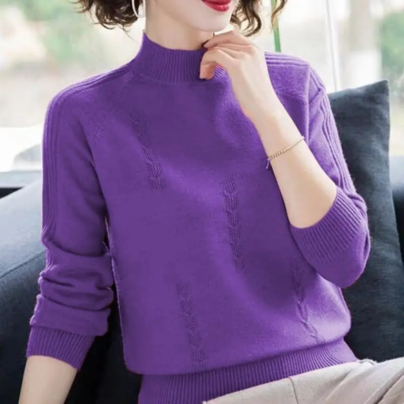 

Turtleneck sweater women's autumn and winter knitted pullover casual loose long-sleeved Harajuku solid color knitted sweater2022