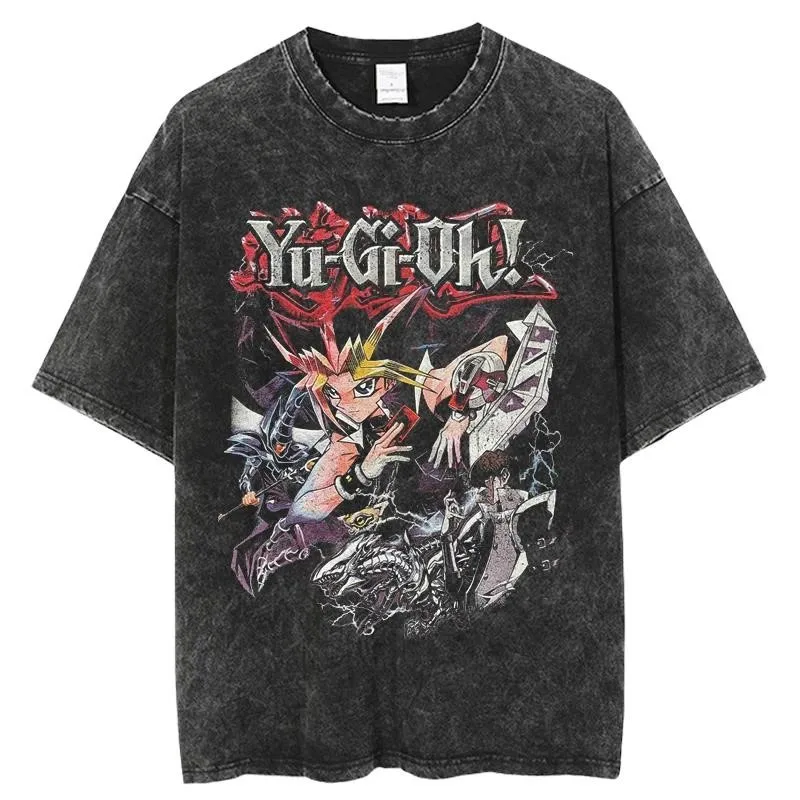 Anime Yu Gi Oh Yami Yuugi Cool Graphic T-shirt Men Manga Oversized Tshirts Washed Cotton Tee Harajuku Male Vintage T Shirt