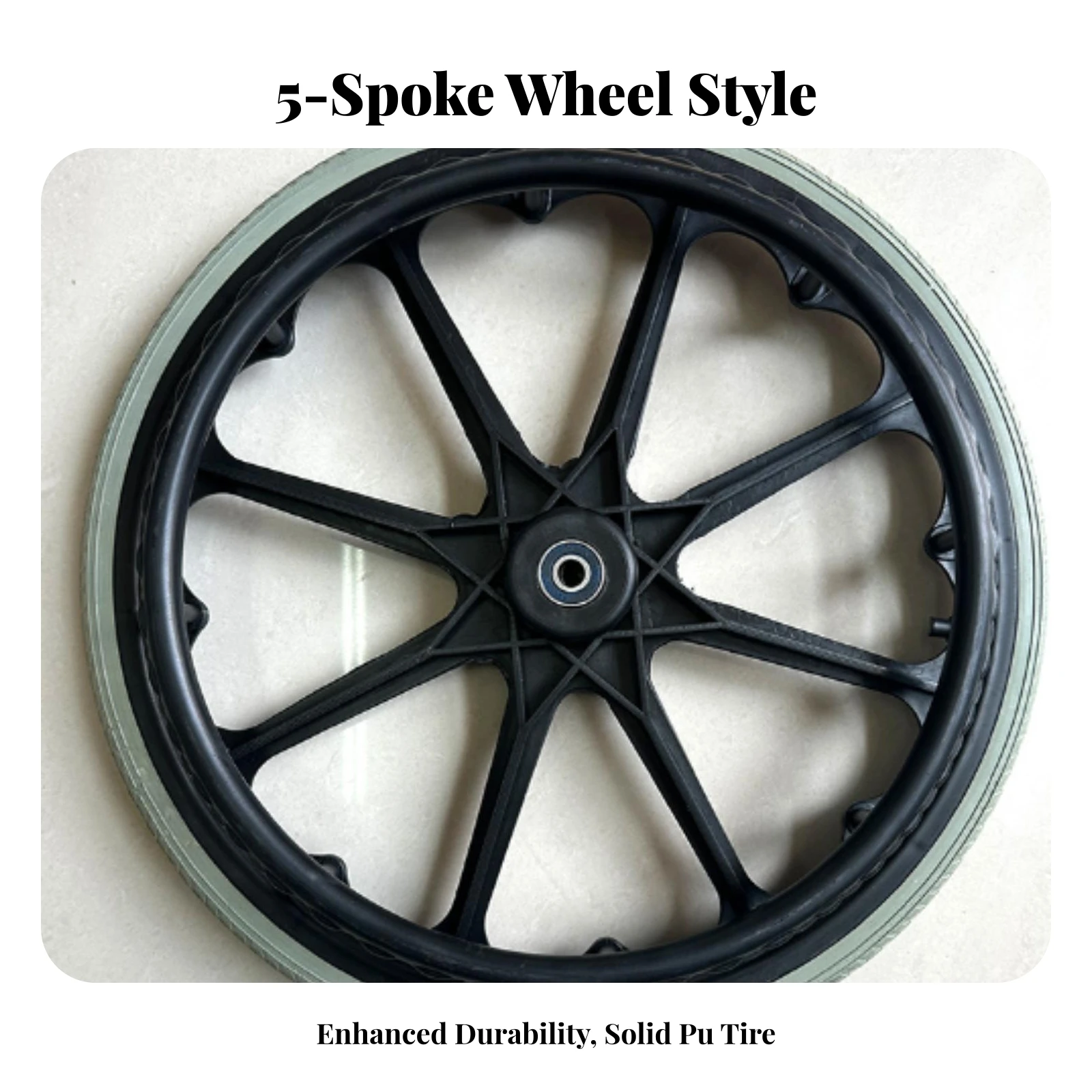 Wheelchair Rear Wheel Non-Pneumatic Wheelchair Wheel with Solid Tire Puncture-Proof Anti-Skid