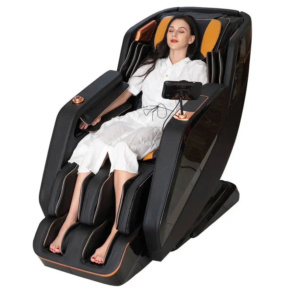 Leather voice command buttocks full body massage chair with artificial intelligent