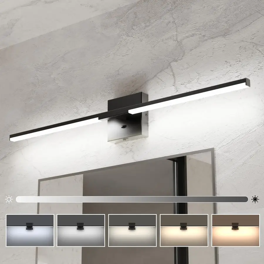 

Modern Bathroom Vanity Light 32 inch, Builtin Dimmer, 18.5W Dimmable 5CCT Led Bath Lights, Black Bar Vanity Light for Bathroom M